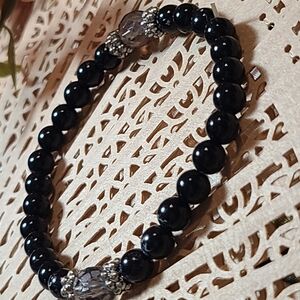 Vintage Black Beaded Bracelet